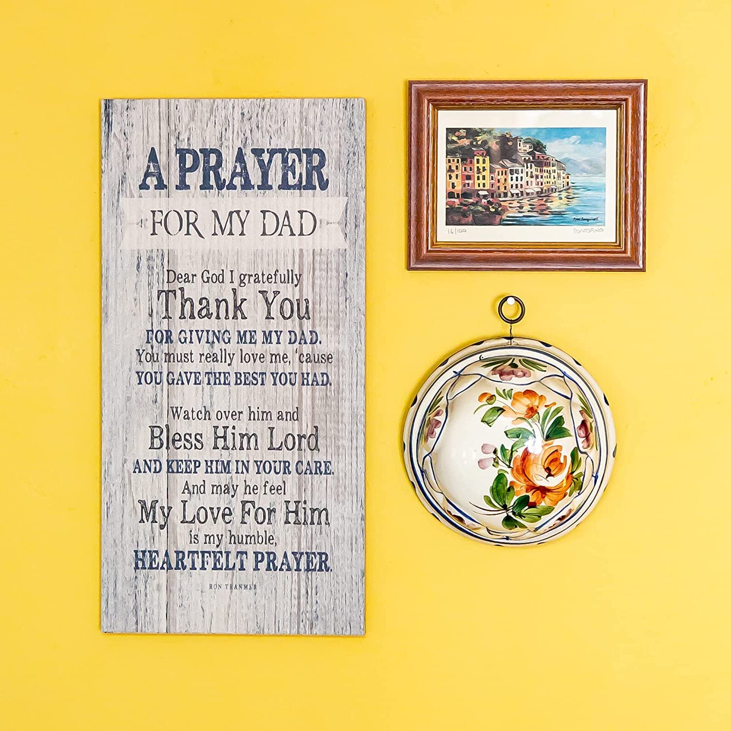 Wooden signboard for decoration and hanging on the wall for father 20x10 cm - Multi Color