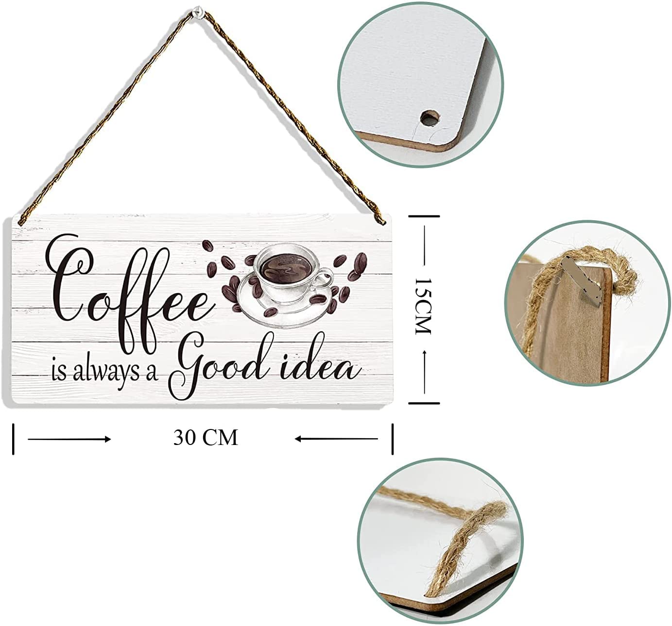 Wooden Sign for Home Coffee Corner 30×15 cm - multi color