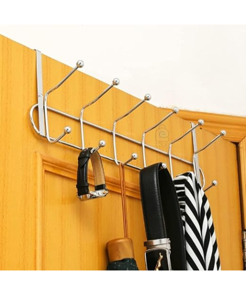 Over the Door Metal Clothes Hanger with 12 Portable Double Hooks - 12 Hanger