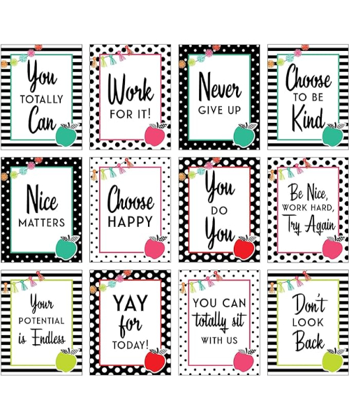 A set of colorful posters without a frame with motivational phrases - 12 posters 
