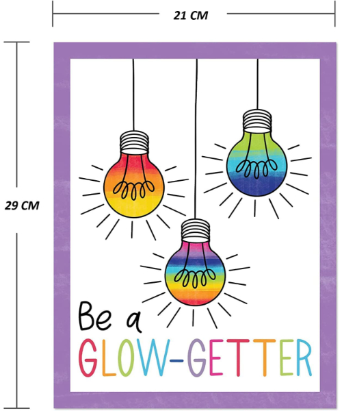 set of posters in the shapes of light bulbs with motivational phrases - 12 posters 