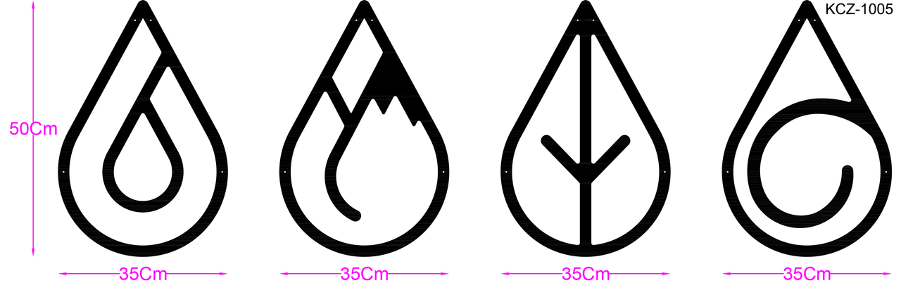 لوحة ديكور حائطية معدن تحتوى على شكل 4 عناصر  