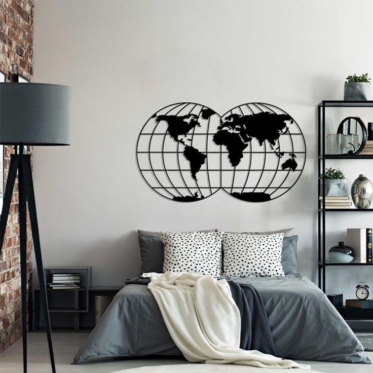 Metal Wall Art Decorative World Map 02