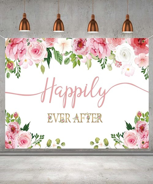 بوستر خلفية مبهجة بطبعة , «Happily Ever After»