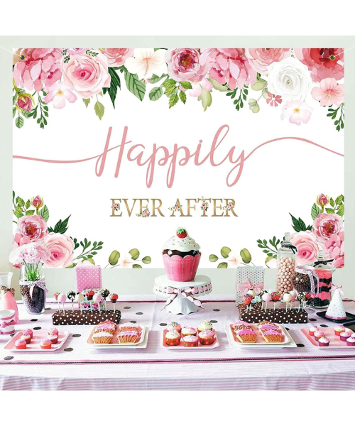”A cheerful background poster with a print, “Happily Ever After