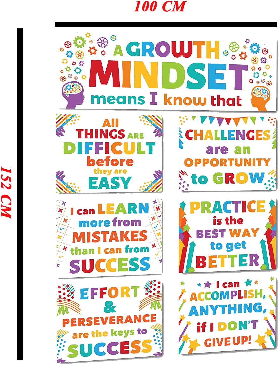 Classroom decoration poster with motivational phrases  - 100 × 152 CM
