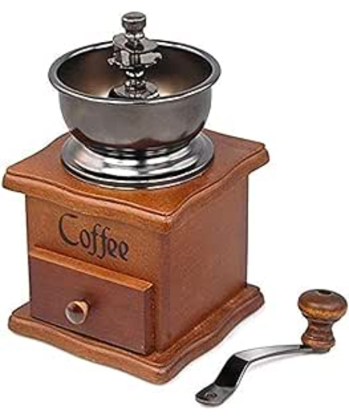 مطحنة قهوة يدوية خشبية، ماكينة طحن يدوية للتوابل - بني