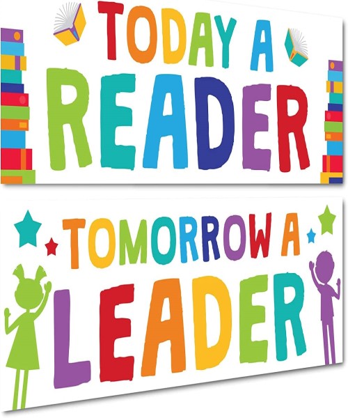 Classroom decoration poster with motivational phrases about reading 35×100 cm - Multi Color