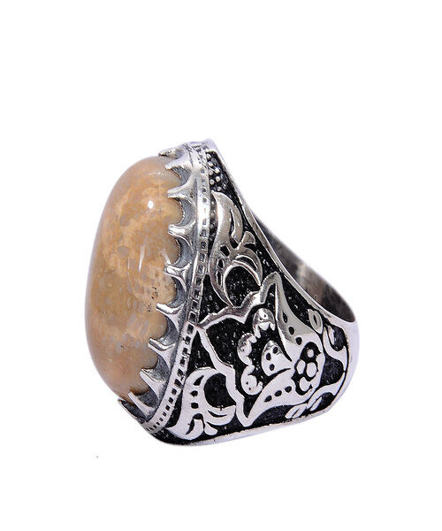 Silver Ring 925 with coral stone - Brown