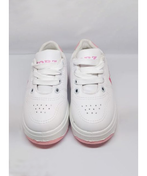Casual Flat Leather Shoes For Girls - White Pink