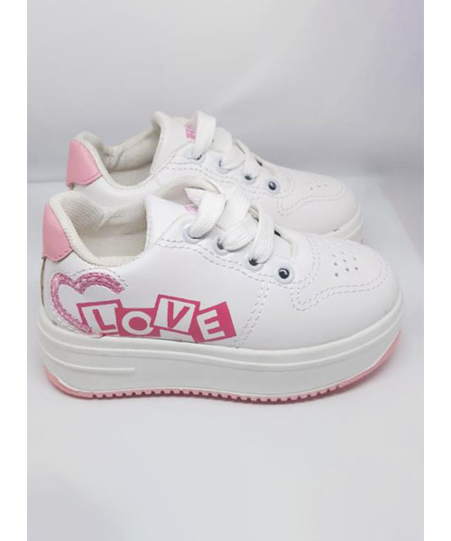 Casual Flat Leather Shoes For Girls - White Pink