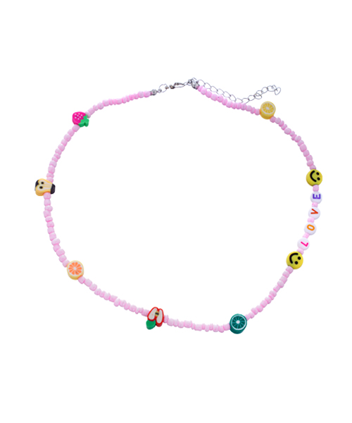  Casual And Trendy Beads Necklace Multi shapes For Women - Pink