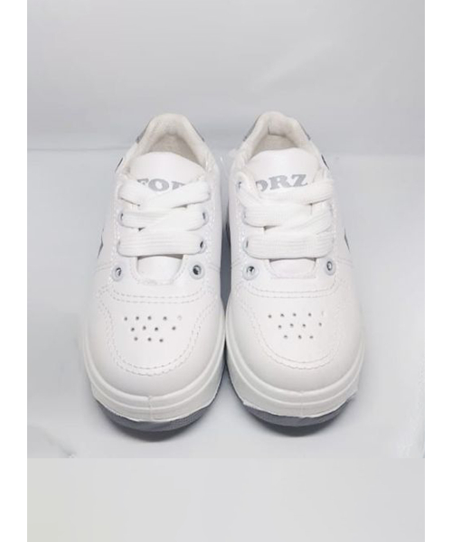 Casual Flat Leather Shoes For Kids - White Grey