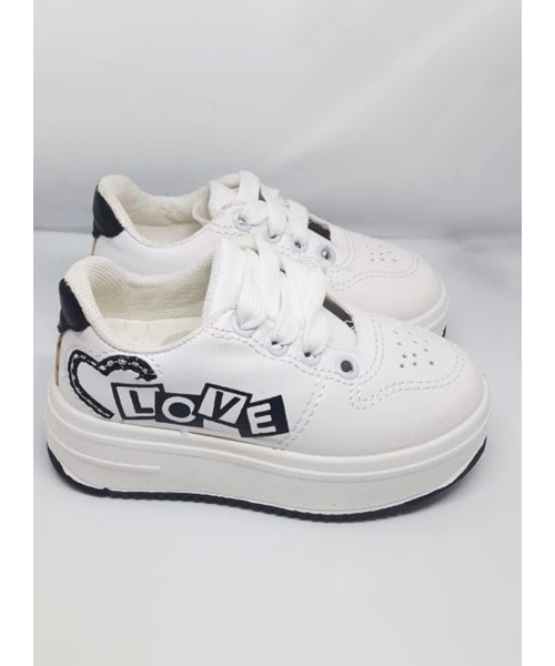 Casual Flat Leather Shoes For Kids - White Black