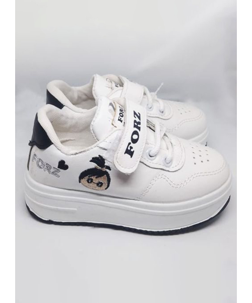 Casual Flat Leather Shoes For Kids - White Black