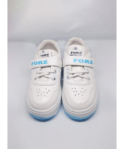 Casual Flat Leather Shoes For Kids - White Blue
