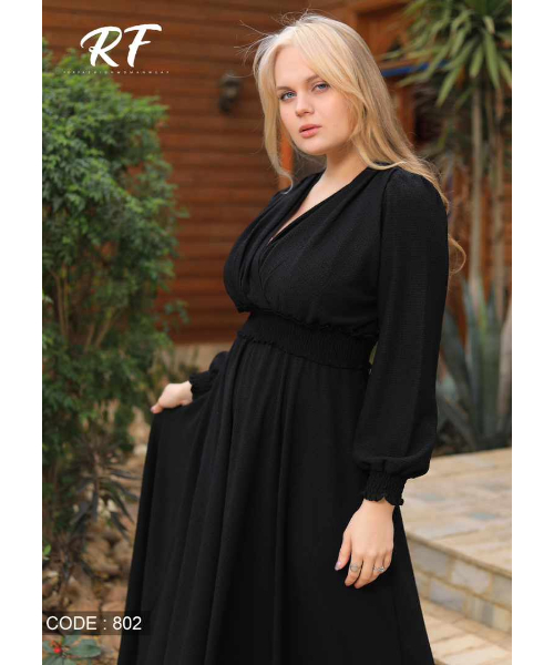 Solid Linen Dress For Women - Black