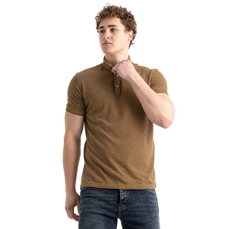 Clever Cotton Polo T-shirt For Men - camel