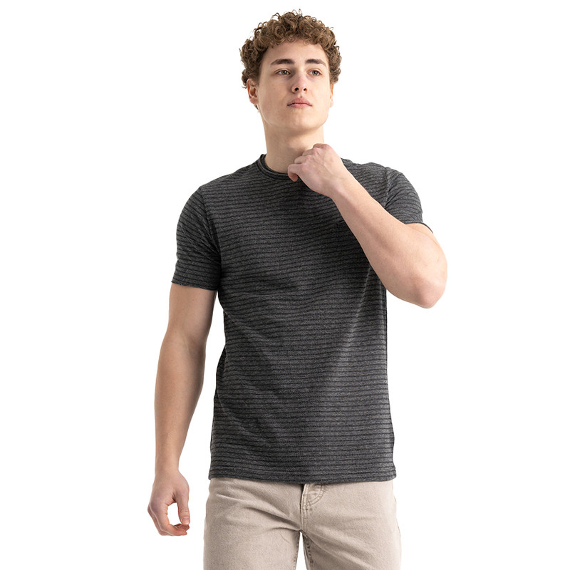 Clever Cotton T-Shirt Round Neck for Men - Black