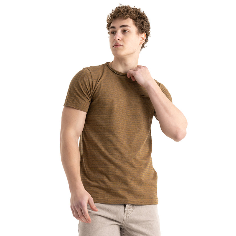 Clever Cotton T-Shirt Round Neck for Men - camel