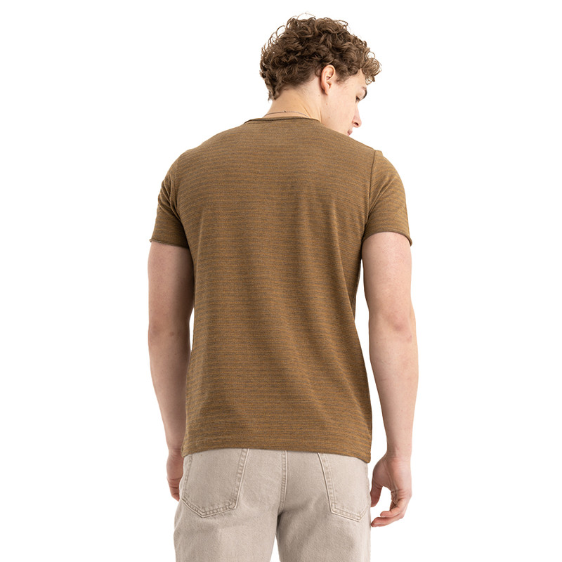 Clever Cotton T-Shirt Round Neck for Men - camel