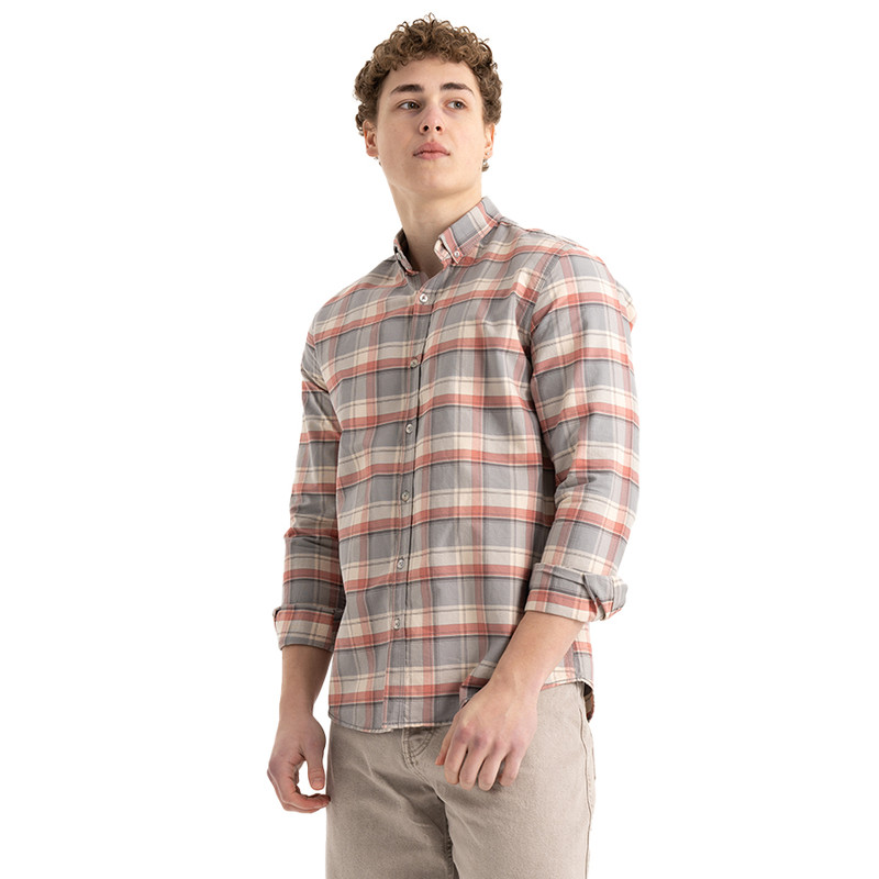 Clever Cotton Shirt For Men - Grey 