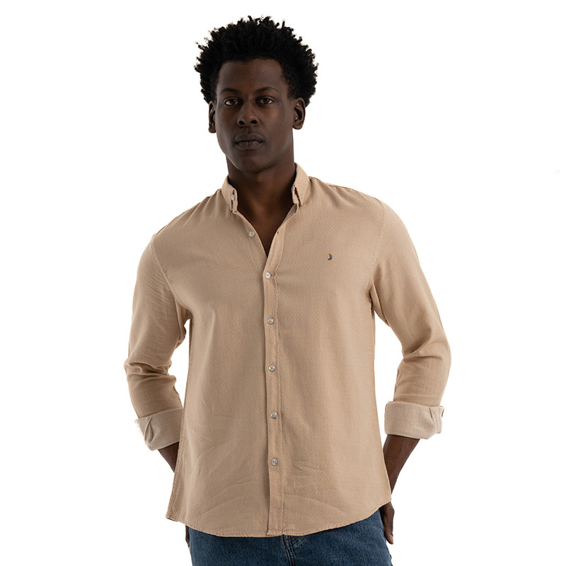 Clever Cotton Shirt For Men - Beige 