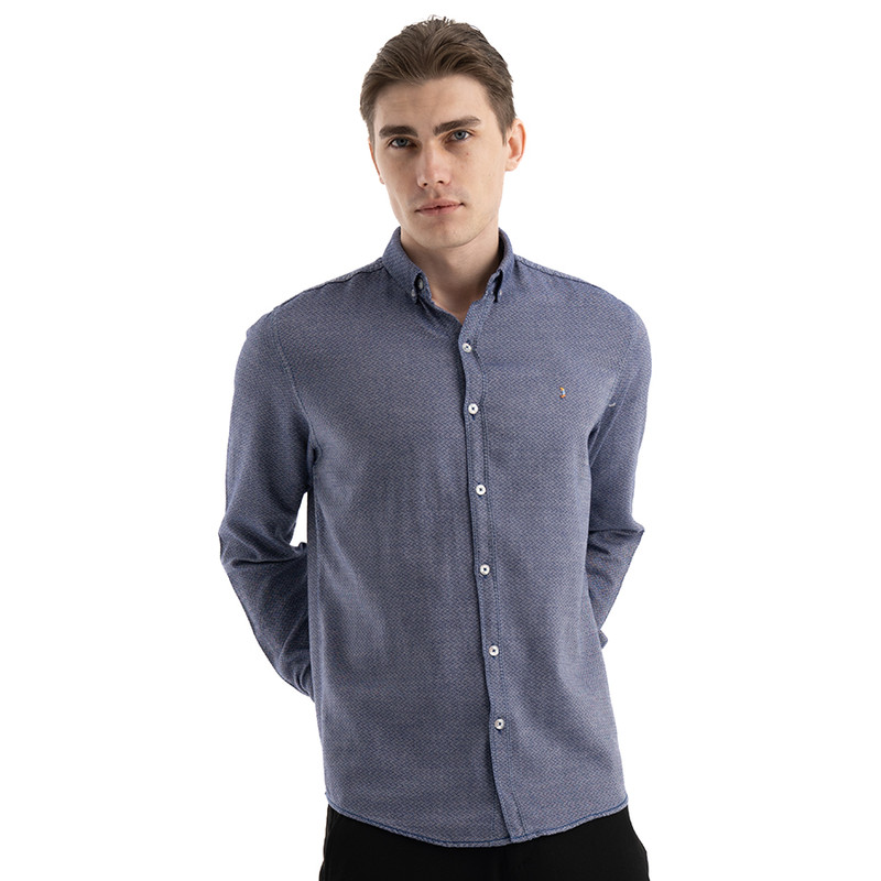 Clever Cotton Shirt For Men - BLUE 