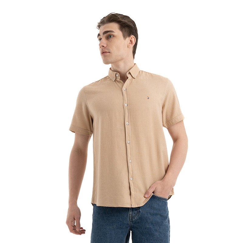 Clever Cotton Shirt For Men - Beige 