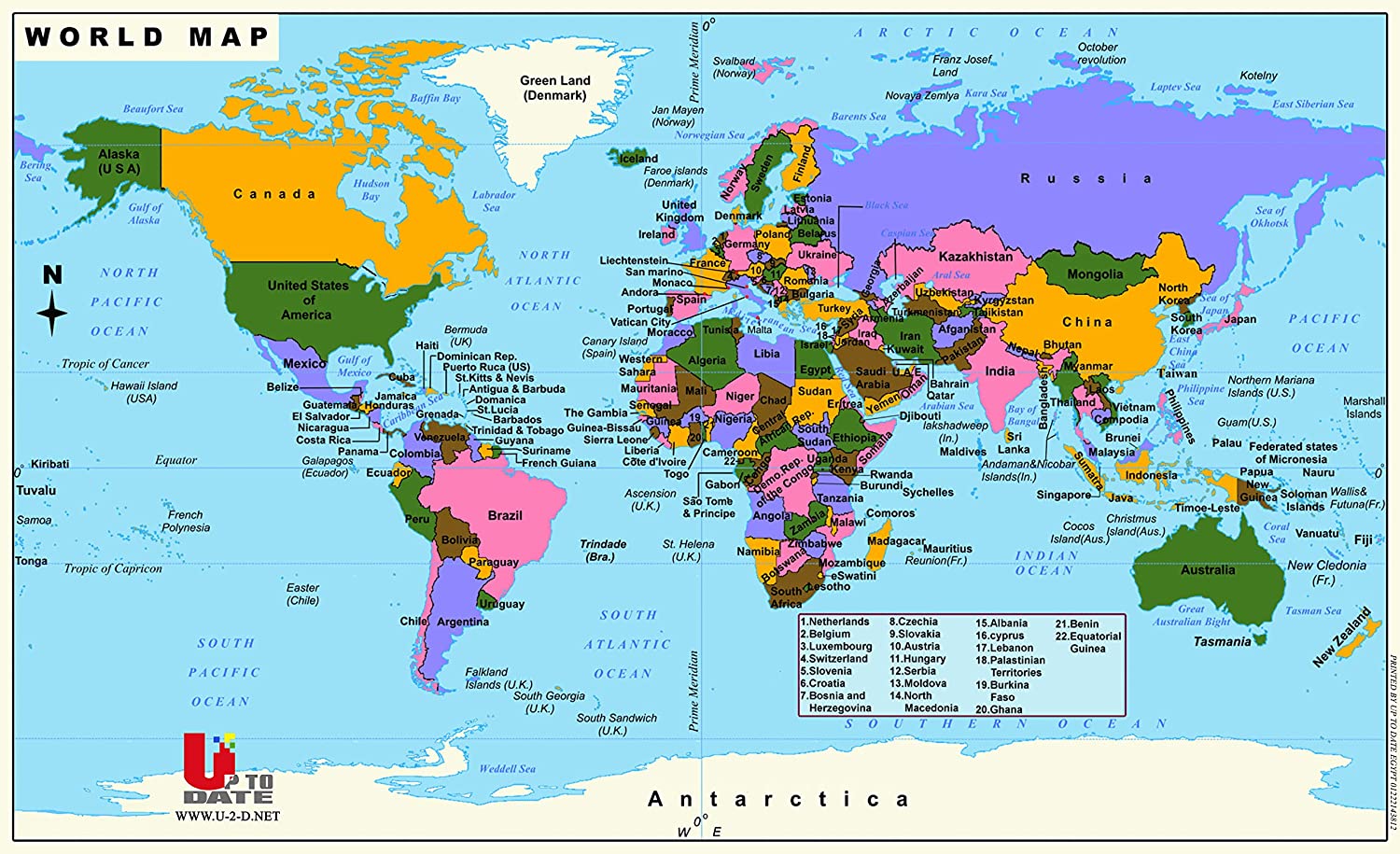 خريطة العالم الملونة - 115 × 70 سم