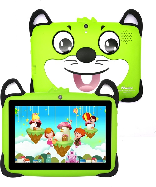 WinTouch Educational and Entertainment Tablet Shockproof Bluetooth Wi-Fi 7 inches 1/8 GB Atari Game Gifts + Screen+ Cover - Green