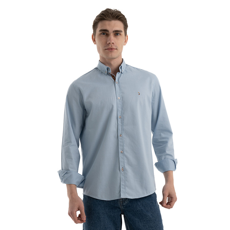 Clever Cotton Shirt For Men - Baby Blue