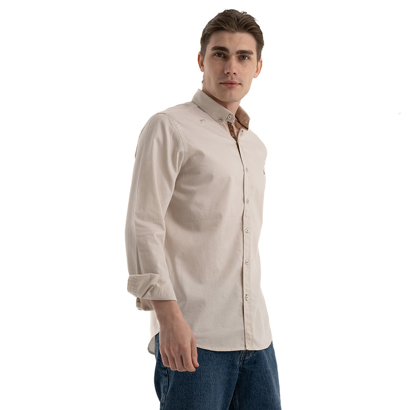 Clever Cotton Shirt For Men - Beige