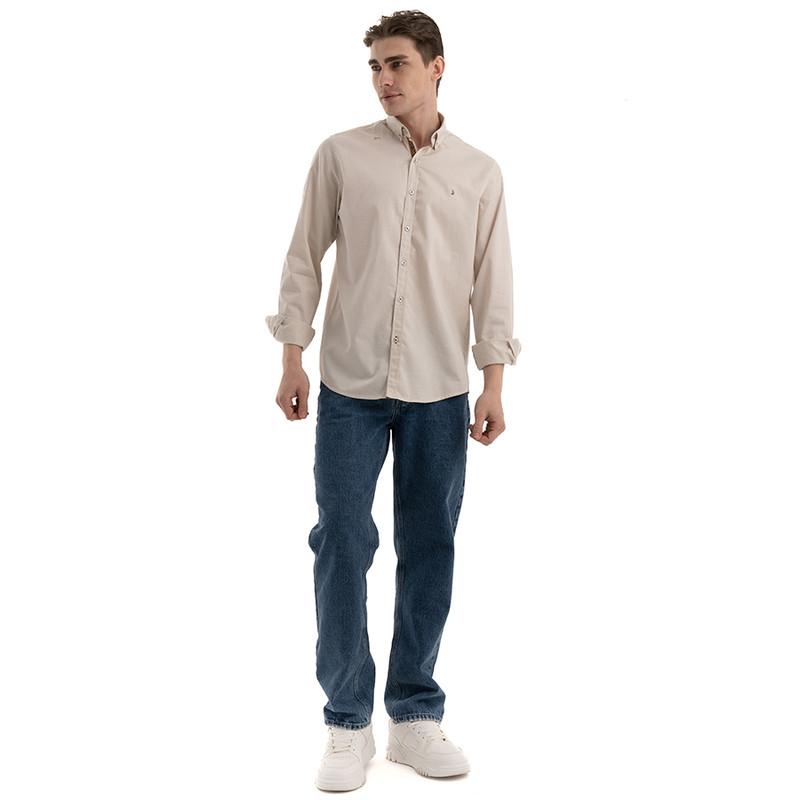 Clever Cotton Shirt For Men - Beige