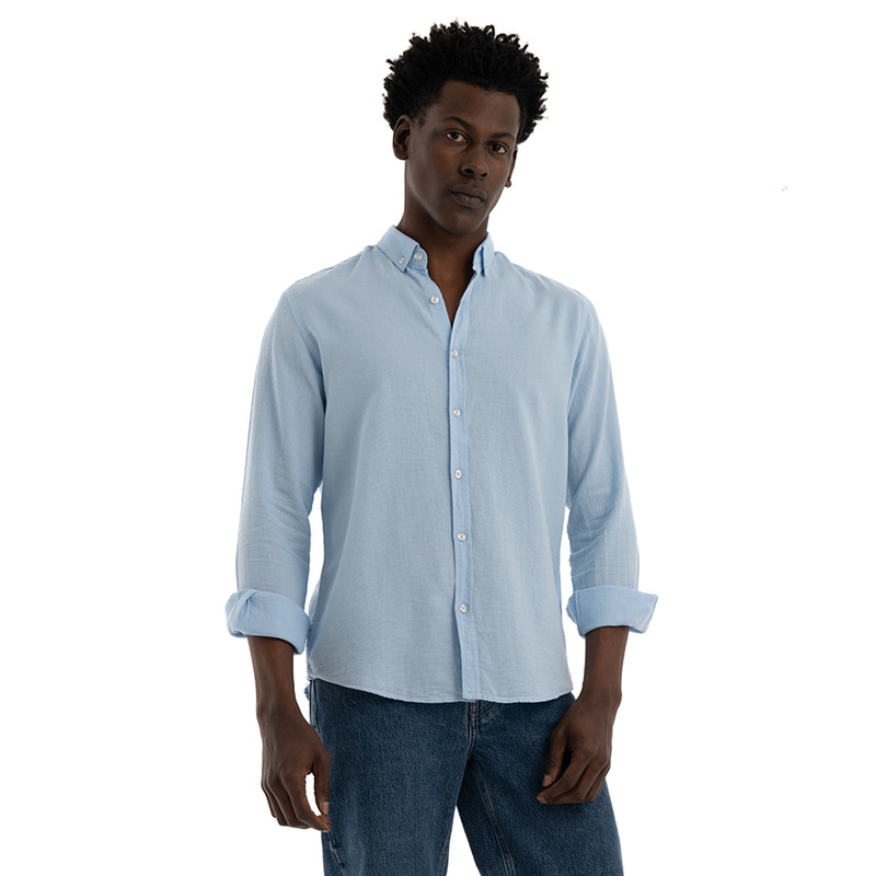 Clever Cotton Shirt For Men - Baby Blue
