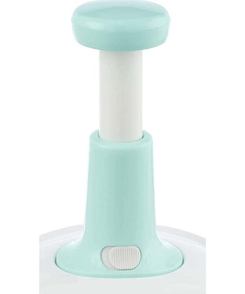 Manual Press Chopper With Three Blades - White Turquoise 