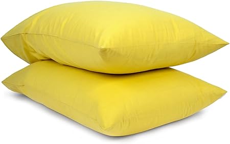 Cotton Pillowcase Cover Set 2 Pieces 50 × 70 Cm - Yellow