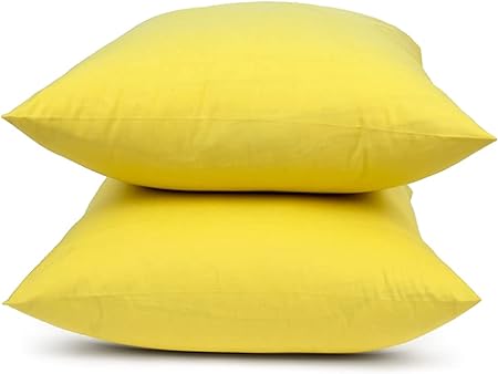 Cotton Pillowcase Cover Set 2 Pieces 50 × 70 Cm - Yellow