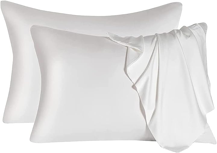 Satin Pillowcase Cover Set 2 Pieces 50 × 70 Cm - White