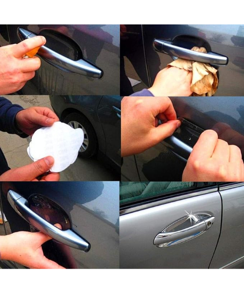 Sticker Car Door Handle Protectors Set 8 pieces  - Clear 