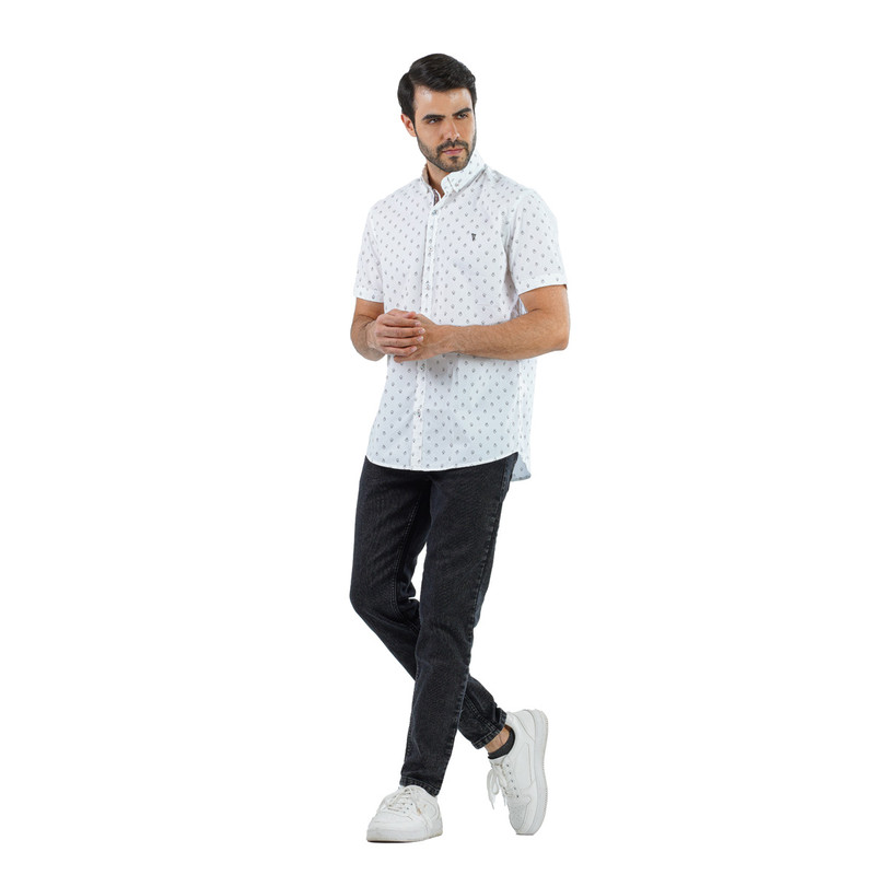 CLEVER Cotton Shirt Short Sleeve For Men - White