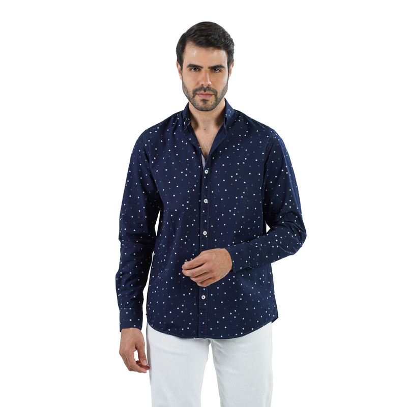 CLEVER Cotton Shirt Full Sleeve For Men - Navy Blue
