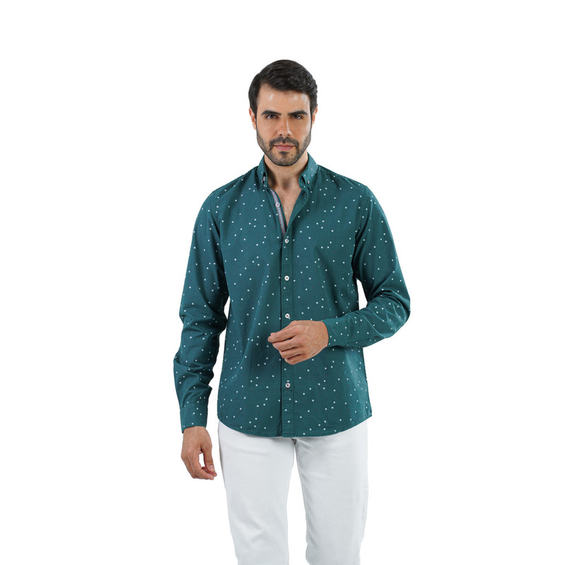 CLEVER Cotton Shirt Full Sleeve For Men - Olive