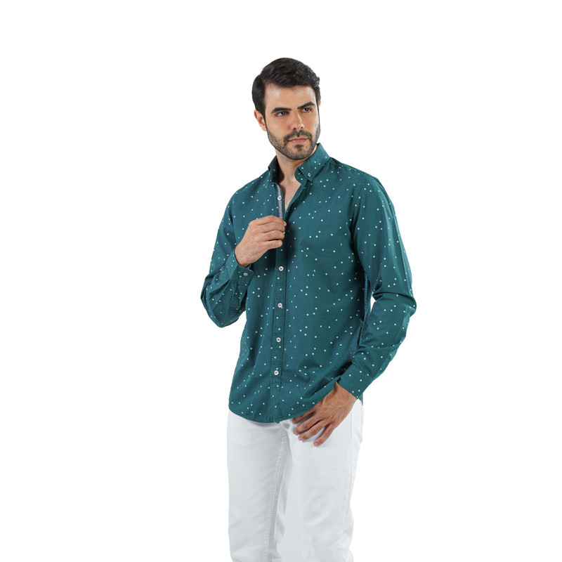 CLEVER Cotton Shirt Full Sleeve For Men - Olive