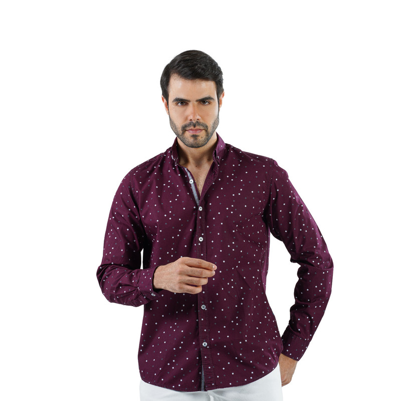 CLEVER Cotton Shirt Full Sleeve For Men - Burgundy