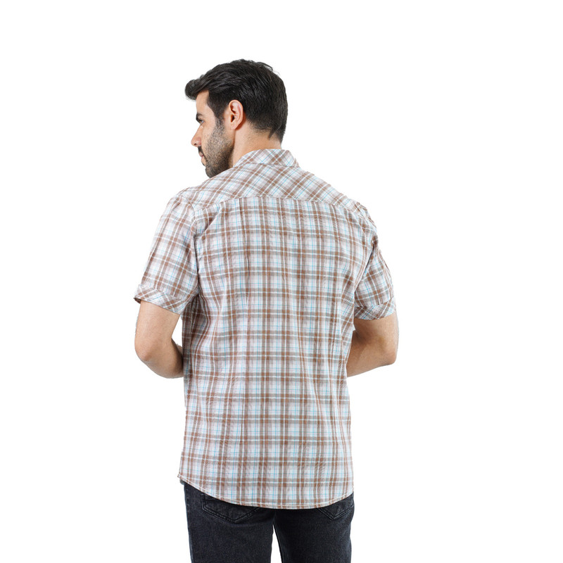 CLEVER Cotton Shirt Short Sleeve For Men - Brown