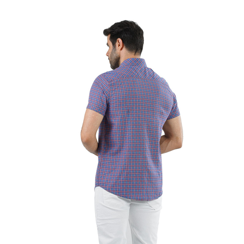 CLEVER Cotton Shirt Short Sleeve For Men - Blue