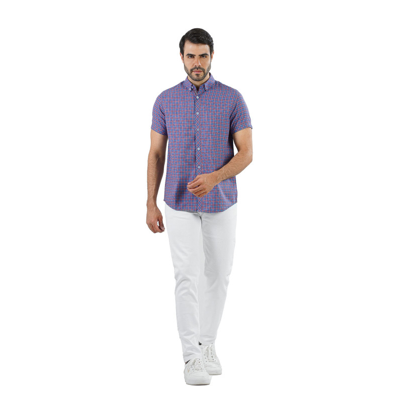 CLEVER Cotton Shirt Short Sleeve For Men - Blue