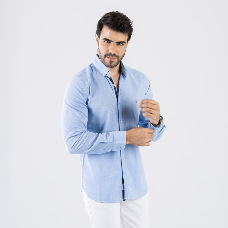 CLEVER Cotton Shirt Full Sleeve For Men - Baby Blue