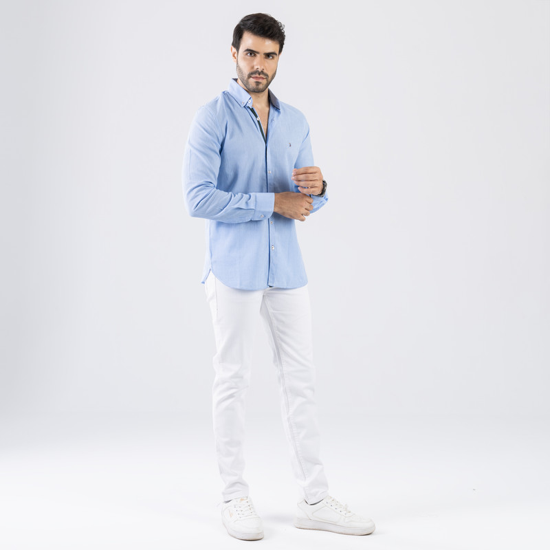 CLEVER Cotton Shirt Full Sleeve For Men - Baby Blue